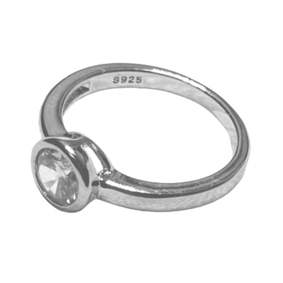 925 Silver Plate Pretty Ring Enclosed Crystal Zircon Promise Good Quality - Picture 4 of 11